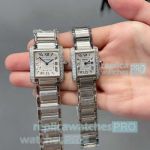 New Cartier Tank Francaise Replica Watches Inlaid with Diamonds Bezel